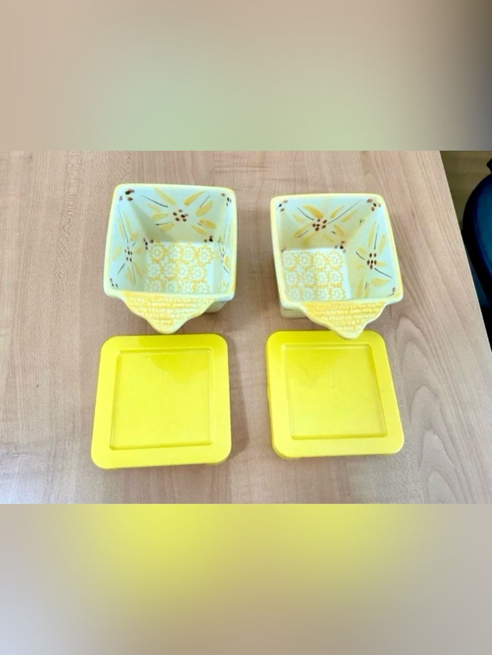 temptations bakeware presentable ovenware old world yellow Tara 2 containers